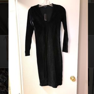 James Perse Black Corduroy Midi Dress